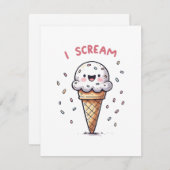 I Scream Ice Cream Cone met Sprinkles Informatiekaartje (Voorkant / Achterkant)