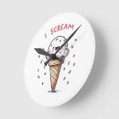I Scream Ice Cream Cone met Sprinkles Ronde Klok (Hoek)