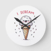 I Scream Ice Cream Cone met Sprinkles Ronde Klok (Voorkant)