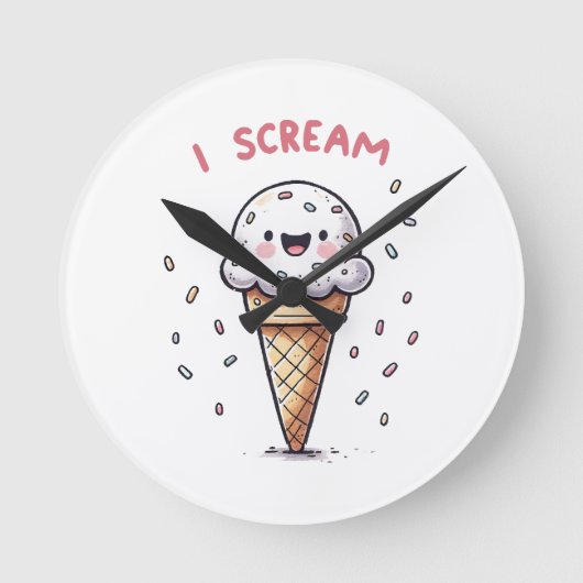 I Scream Ice Cream Cone met Sprinkles Ronde Klok (Voorkant)