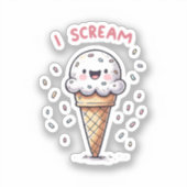 I Scream Ice Cream Cone met Sprinkles Sticker (Voorkant)