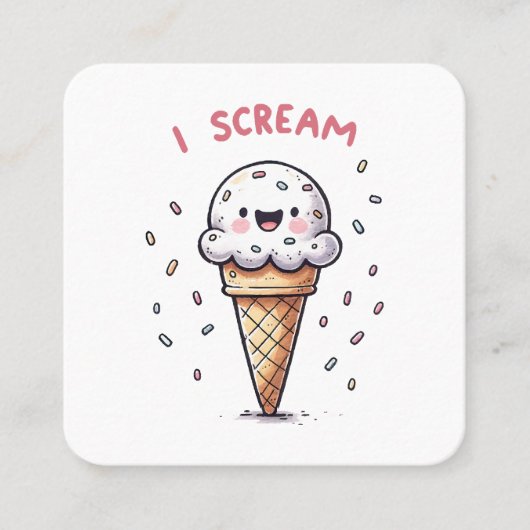 I Scream Ice Cream Cone met Sprinkles Vierkante Visitekaartje (Voorkant)
