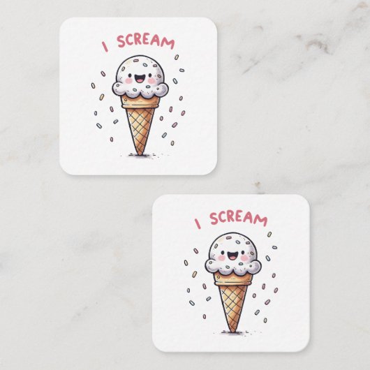 I Scream Ice Cream Cone met Sprinkles Vierkante Visitekaartje (Voorkant / Achterkant)