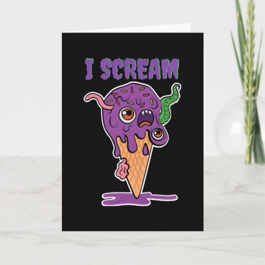 I Scream Ice Cream Funny Halloween Kinder Kawaii Kaart (Voorkant)