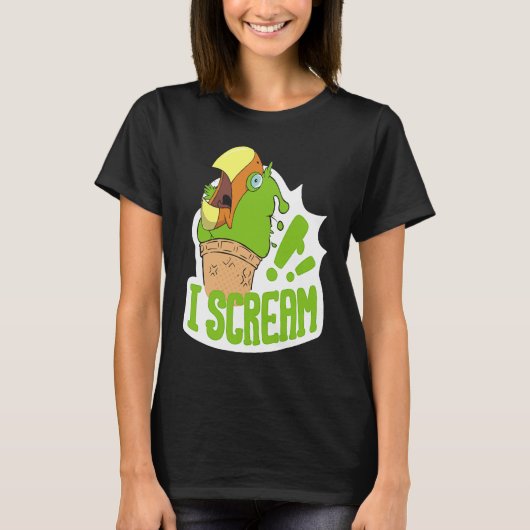I Scream Ice Cream Parrot Screaming for Cockatiels T-shirt (Voorkant)