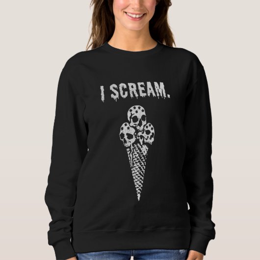 I Scream Ice Cream Pun Skull Longing Evil Humor G Trui (Voorkant)