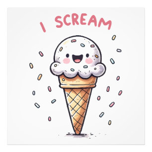 I Scream ijsje met hagelslag Foto Afdruk