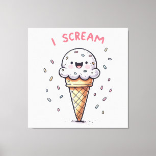 I Scream ijsje met spikkels Canvas Afdruk