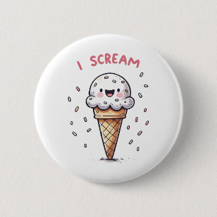 I Scream Ijsje met Strooisel Ronde Button 5,7 Cm