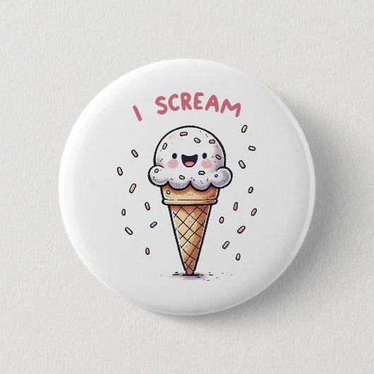 I Scream Ijsje met Strooisel Ronde Button 5,7 Cm (Voorkant)