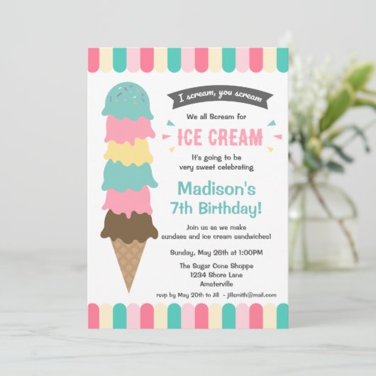 I Scream Party Kaart (Staand voorkant)