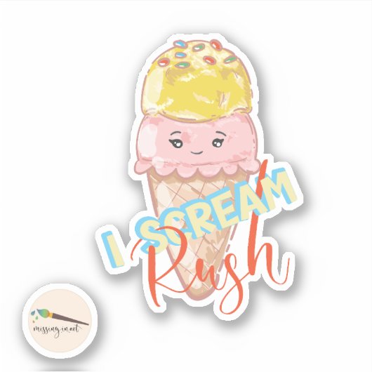 I Scream Rush Kawaii Ice Cream Sticker (Voorkant)
