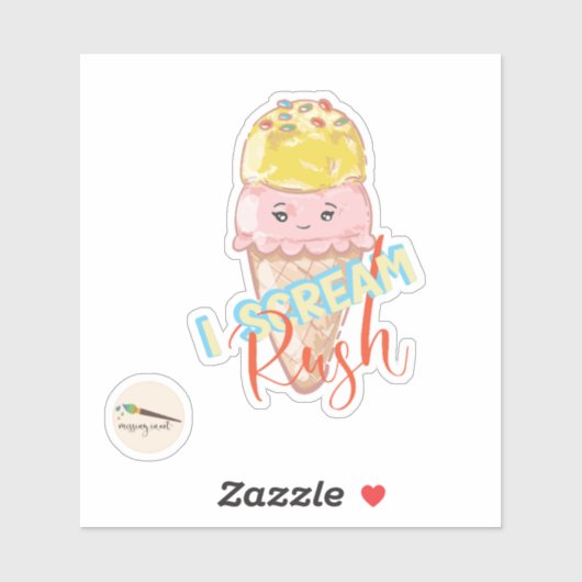 I Scream Rush Kawaii Ice Cream Sticker (Vel)