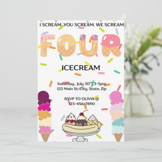 I scream, you scream, we all scream four icecream  kaart (Staand voorkant)