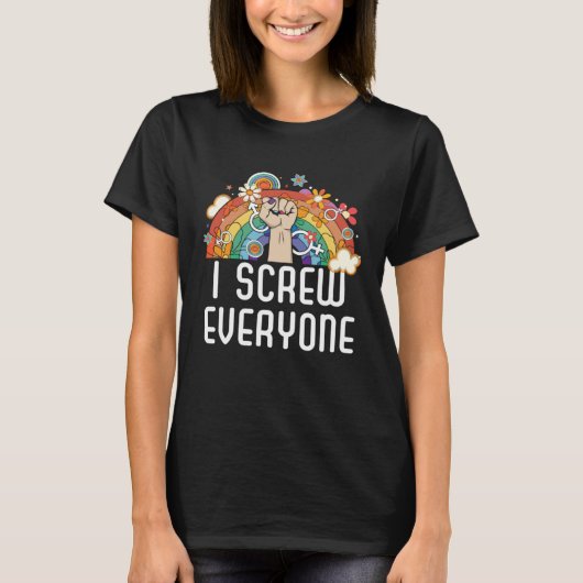 I Screw Everyone Bisexual Rainbow Pride Bisexualit T-shirt (Voorkant)