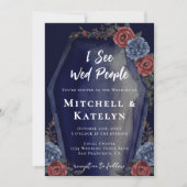 I See Wed People Coffin Floral Gothic Blue Wedding Kaart (Voorkant)
