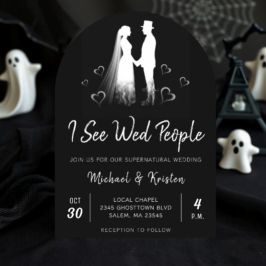 I See Wed People Gothic Ghost Halloween Wedding Kaart