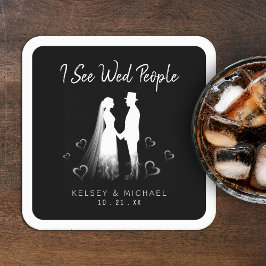 I See Wed People Gothic Ghost Halloween Wedding Kartonnen Onderzetters