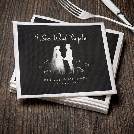 I See Wed People Gothic Ghost Halloween Wedding Servet