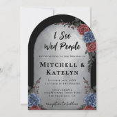 I See Wed People Headstone Floral Gothic Wedding Kaart (Voorkant)
