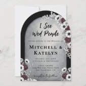 I See Wed People Headstone Floral Gothic Wedding Kaart (Voorkant)