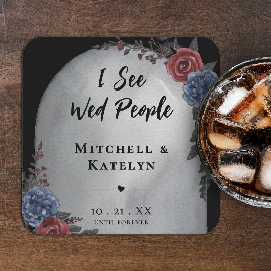 I See Wed People Headstone Floral Gothic Wedding Kartonnen Onderzetters