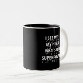 I See With My Heart - Blindness Braille Tweekleurige Koffiemok (Voorkant rechts)