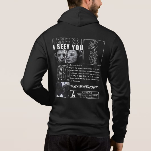 I See You" Soul Connection Art - Minimalist Black Hoodie (Achterkant)