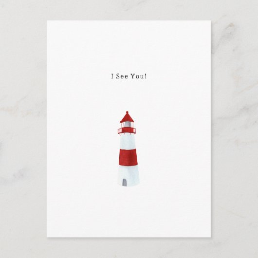 I See You Text Watercolour Lighthouse Illustration Briefkaart (Voorkant)