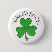 I (Sham) Rock Lucky Irish Green Shamrock Clover Ronde Button 5,7 Cm (Voorkant)