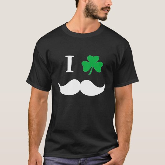 I Shamrock Leaf Irish mustache St Patricks Day Man T-shirt (Voorkant)