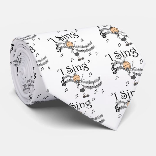 I Sing Musical Stick Figuur T-shirts en cadeautjes Stropdas (Opgerold)