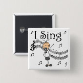 I Sing Musical Stick Figuur T-shirts en cadeautjes Vierkante Button 5,1 Cm (Voorkant /achterkant)