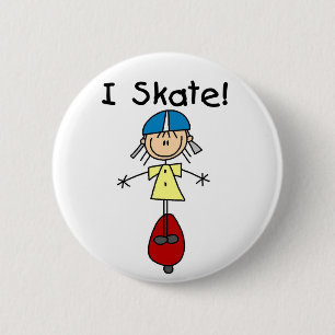 I Skate Stick Figure-knop Ronde Button 5,7 Cm
