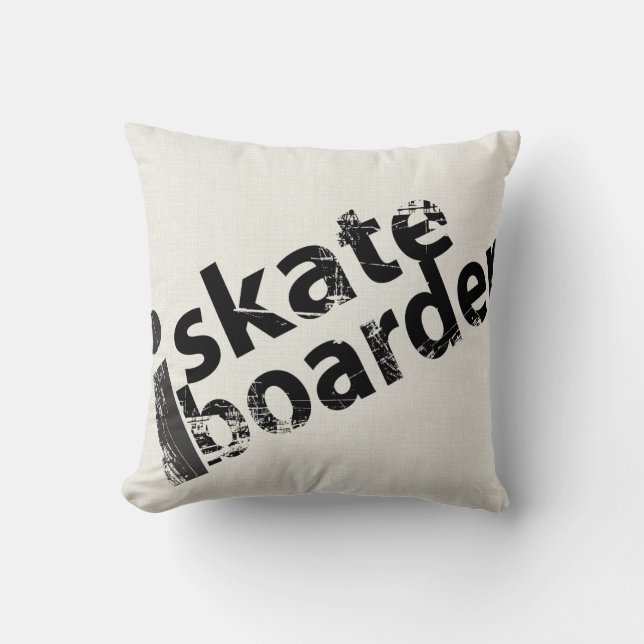 i Skateboard Pillow Black and White Throw Kussen (Voorkant)