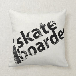 i Skateboard Pillow Black and White Throw Kussen