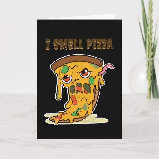 I Smell Pizza Funny Halloween Kawaii Zombie Food Kaart (Voorkant)