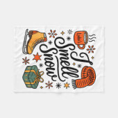 I Smell Snow Cute Christmas & Winter Vibes Lov Fleece Deken (Voorkant (Horizontaal))