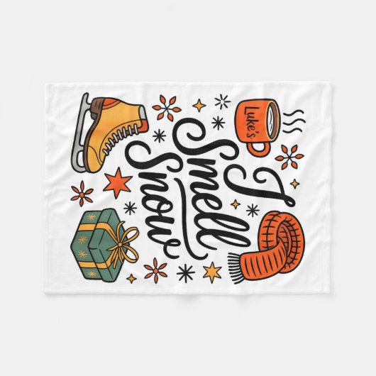 I Smell Snow Cute Christmas & Winter Vibes Lov Fleece Deken (Voorkant (Horizontaal))