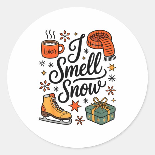I Smell Snow Cute Christmas &amp; Winter Vibes Lov Ronde Sticker (Voorkant)