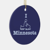 I Snowmobile Minnesota in Blue Keramisch Ornament (Rechts)
