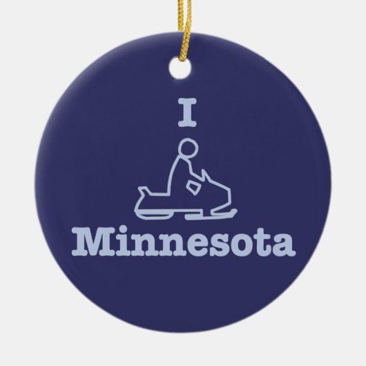 I Snowmobile Minnesota in Blue Keramisch Ornament (Voorkant)