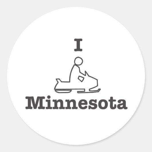 I Snowmobile Minnesota Ronde Sticker (Voorkant)