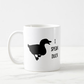 "I Speak Duck" Pekin Duck Silhouette Coffee Mok