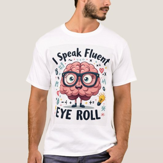 I Speak Fluent Eye Roll – Funny Nerd Brain Unisex T-shirt (Voorkant)