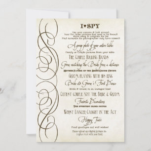 I Spy Heart Typographic Photo Reception Game Kaart