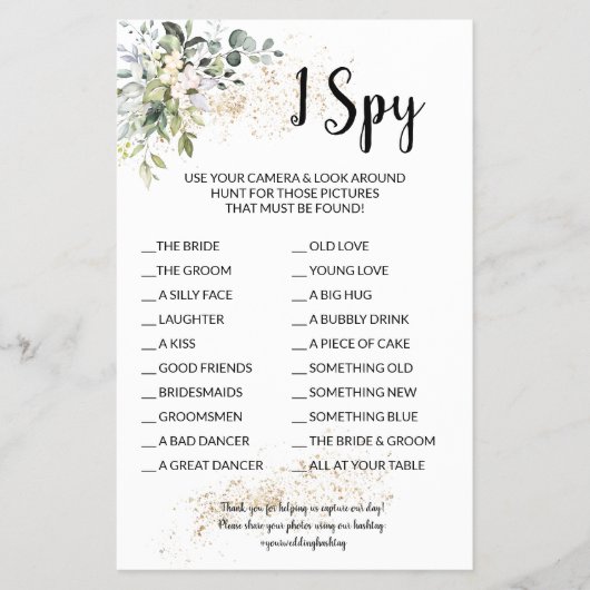 I Spy Herbal Weddenschappen Reception Game Kaart F (Voorkant)