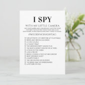 I SPY Huwelijksspel Minimalistische Receptie Douch Kaart (Staand voorkant)