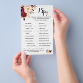 I Spy Marsala Flowers Wedding Reception Game Kaart (Hand)