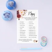 I Spy Marsala Flowers Wedding Reception Game Kaart (Enkel)